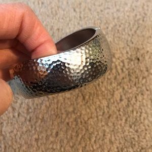 Silver dented bracelet